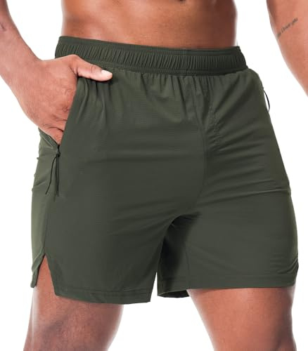 Danfiki Short de Sport Course Homme Séchage Rapide Sport Pantalon Respirant pour Court avec Poches Zippé