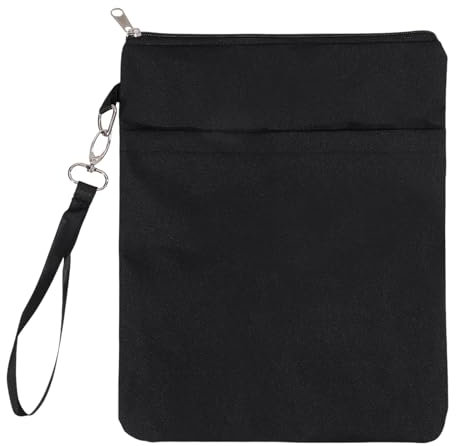 GLOBLELAND Custodie per Libri Impermeabili Nere con Cerniera 12X9.5 custodia Protettiva per Libri Da Viaggio con Cerniera e Tasca Anteriore per Libri Tascabili e Libri con Copertina Rigida Regali