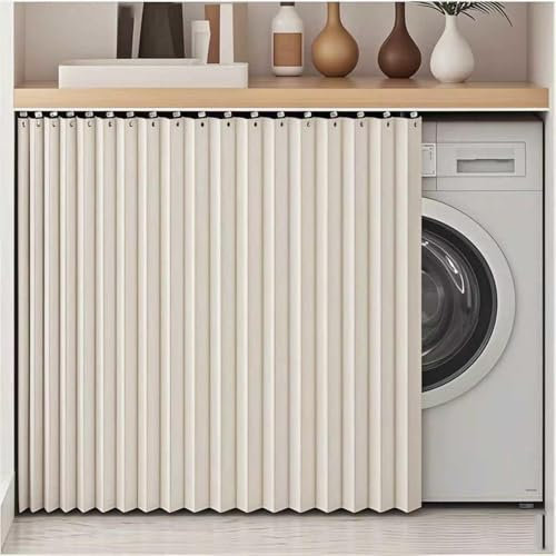 YZBZNG Schrankvorhang Mit Schiene, Staubdichter Vorhang für Regaleselbstklebend, Küche Blackout Curtains, Beige-H50cm/W70cm