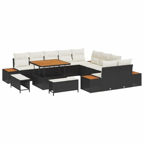 vidaXL Gartensofa-Set 13 STK. 12-Sitzanzahl Schwarz Poly Rattan