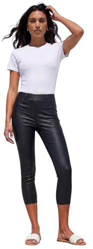 Roman Originals Metallic Coated Crop Jeggings for Women UK - Ladies Everyday Holiday Spring Summer Comfy Soft Evening Vacation Work Party