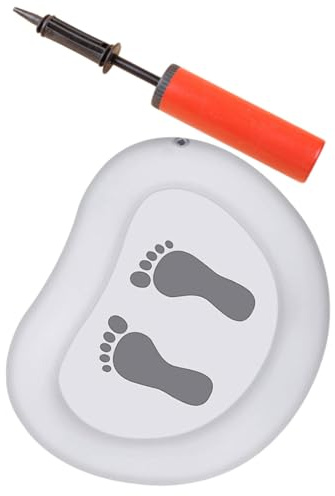Homoyoyo Inflatable Pool Foot Wash Tray and Foot Bath Basin Large Size 0.25mm Pvc White Non-slip Footprint Pattern Portable for Pool Entry and Outdoor Use Pump Random Color