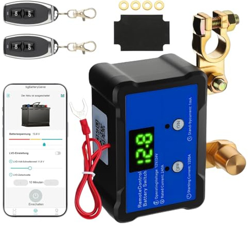 GEARHERO 12V 240A Drahtloser Auto Batterie Trennschalter mit Bluetooth App Steuerung, Anti-Diebstahl & Automatische Abschaltung für Auto, RV, ATV, LKW, Boot