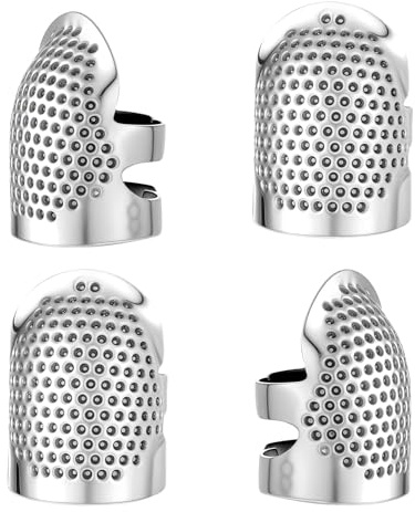 4 Pcs Adjustable Metal Sewing Thimbles, Finger Protectors for Needlework | For Hand Sewing Embroidery Tailoring And DIY Projects