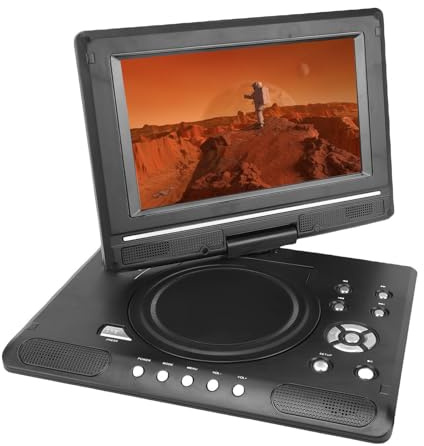 Zunate Lecteur DVD Portable 9,8 avec écran Pivotant, Lecteur DVD de Voiture avec Deux Haut-parleurs, Tuner TV intégré et FM, Prend en Charge Plusieurs Formats de Disque (SerounderkJA-2610250216011)