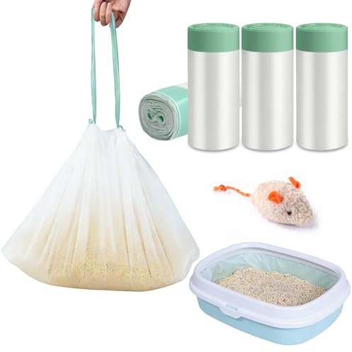 zeyedemo 40PCS Extra Large Cat Litter Tray Liners with Drawstring - 94x45cm Thicker Heavy Duty Litter Bags, Scratch Resistant, Leak Proof, Odour Locking for Large Cat Litter Boxes Includes Bonus Cat