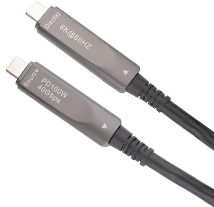 kenable USB-C USB4 Active Optical Cable AOC 100W PD Fast Charging 40Gbps Data Transfer 8K 60Hz Video Output Thunderbolt 3/4 Compatible Long Distance Cable 10m Black