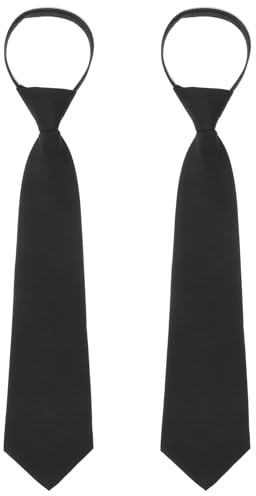 GEEHUA 2 Stück Schwarze Krawatte, Vorgebundene Krawatten mit Reißverschluss | Verstellbare Elegante Hochzeit Krawatte für Herren Mädchen Abschlussfeier Geschäftshochzeit