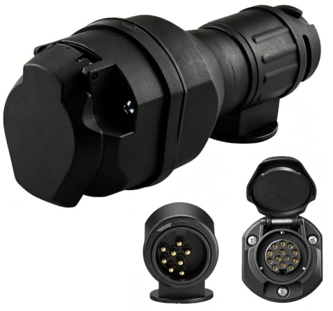 Zephviora 13 Pol Anhänger Adapter 12V Anhängerstecker mit LED-Beleuchtung Canbus Adapter ISO 11446 Wetterfest für Anhänger Wohnwagen & Wohnmobile