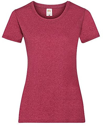 Fruit of the Loom - T-Shirt à Manches Courtes - Femme (L, Rouge Vintage chiné)