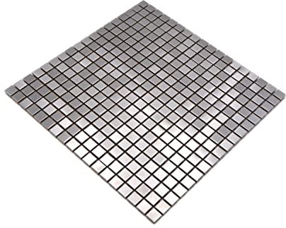 Mosaik Fliese Edelstahl silber silber Stahl gebürstet für WAND BAD WC DUSCHE KÜCHE FLIESENSPIEGEL THEKENVERKLEIDUNG BADEWANNENVERKLEIDUNG Mosaikmatte Mosaikplatte
