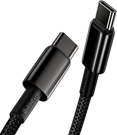 Baseus Cable USB C a USB C Carga Rapida 100W, 1M Cable Cargador Tipo C PD 5A QC 4.0, Nylon Cable USBC para de Movil Android, MacBook Air/Pro, iPad Pro 12.9/11/Air/Mini, Samsung Galaxy S22/21/20