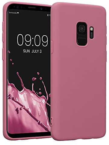 kwmobile Hülle kompatibel mit Samsung Galaxy S9 Hülle - weiches TPU Silikon Case - Cover geeignet für kabelloses Laden - Dark Rose
