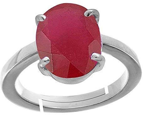 LMDPRAJAPATIS Original Red Rubin Certfied Gemstone 5.55 Karat { Ratti 6.25} Geburtsstein 925 Sterling Silber Ring für Herren oder Damen, Silber, Rubin, Silberfarben, Rubin