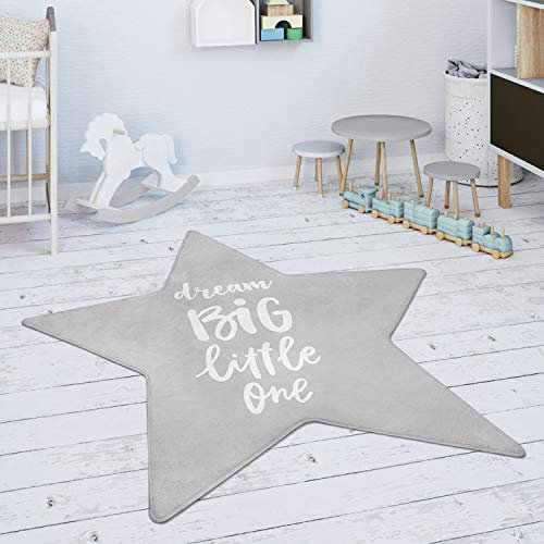Paco Home Kinder-Teppich Für Kinderzimmer, Junge/Mädchen versch. Designs, Farben u. Größen, Grösse:120 cm Stern-Form, Farbe:Grau 4