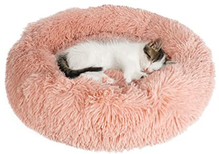 Crea RUBY Cuccia per Cani Cuccia per Gatti Rotonda in caldo Peluche,cuscino ciambella morbida per Cani di Piccola e Media Taglia.Lettino nido peluche rotondo per Gatto e Cane. (60 CM, ROSA)