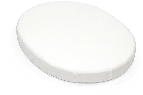 Stokke Sleepi Mini Spannbettlaken, White - Weiche Laken für süße Träume - Perfekt für die ovale Sleepi Mini Matratze - Sicher, stylish & waschbar - 100% feiner Baumwoll-Perkal