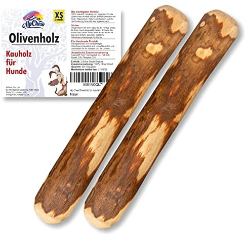 Kauholz für Hunde Olivenholz Extra Kleine 2 Stück XS Kauspielzeug für Hunde