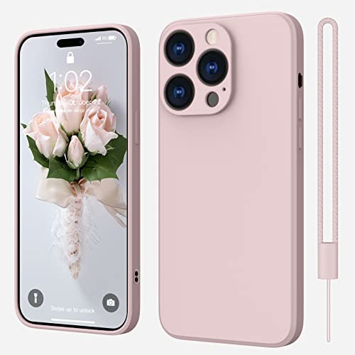 iPhone 14 Pro Hülle Silikon Case, ElestBela Hanyhülle iPhone 14 Pro Ultra Dünn Slim mit Microfiber, Kratzfeste Rundumschutz Case Schutzhülle Hülle für iPhone 14 Pro 6.1'' Rosa