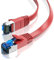 JAMEGA - 1m CAT.7 Netzwerkkabel Flach Ethernet Kabel Patchkabel in Rot| Gigabit Lan 10Gbit/s | 600MHz | Cat-7 Rohkabel U/FTP PIMF Schirmung mit RJ45 Stecker | Router Switch Modem