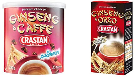 Crastan Ginseng e Caffe Preparato Solubile per Bevanda, 200g & Ginseng & Orzo Solubile - 20 gr