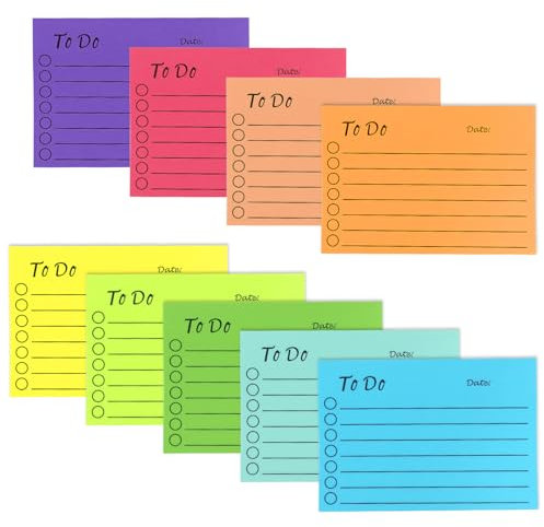 JIANTA To Do Listen Block, 10X7cm Haftnotizen Klebezettel mehrfarbig, Linierte Tagesliste, klein Notizblock selbstklebend für Schul- und Bürobedarf Zuhause Planer (450 Blatt)