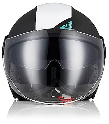 ORIGINE Casco Jet Moto Casco Aperto Scooter con Doppia Visiera Omologato ECE (NEXT WHITE-BLUE-BLACK,L)