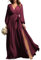 Prom Langarm Brautjungfer Kleider mit Schlitz für Frauen Chiffon V-Ausschnitt Formale Abendkleid, Desert Rose, 38