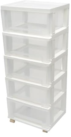 FUROMG Schubladenschrank Rollwagen 5 Schubladen Schubladencontainer Schubladen Büro Aufbewahrung Organisation Wohnzimmer Haushalt Organiser Kommoden (Weiß)