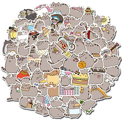 100 Stickers, Kawaii Cat Stickers, Cute Emoticon Stickers, Girl Cartoon Stickers, Animal Doodle Stickers for Adults and Kids