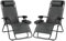 SG Traders Zero Gravity Chair - Reclining Outdoor Sun Lounger, Relaxer Chair for Patio Decking Gardens Camping, Folding Chairs with Cup Holder and Adjustable Headrest Sunlounger (Pack 2 - Black)