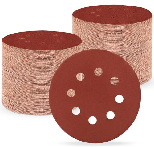 Huopueit 150 pièces disques abrasifs de 125 mm, 320 Grains Papier Poncer 8 Trous pour Ponceuse Orbitale Aléatoire (150 pièces, 320 grains)