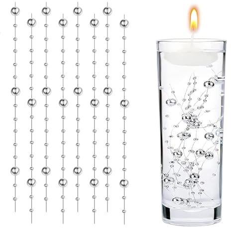KHDULQ 18 Pièces Perles d'eau argent Bougies Flottantes Perle d'eau Bougie Flottante pour Vases Remplisseurs de Bouteilles d'eau, Mariages, Décorations de Centres de Table (1.2M)