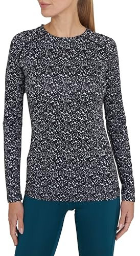 TCA Thermounterwäsche Damen Extra Warm - Thermo Unterwäsche für Sport - Thermoshirt Funktionsshirt Langarm - Kompressions Laufoberteil - Grafikschwarz, M