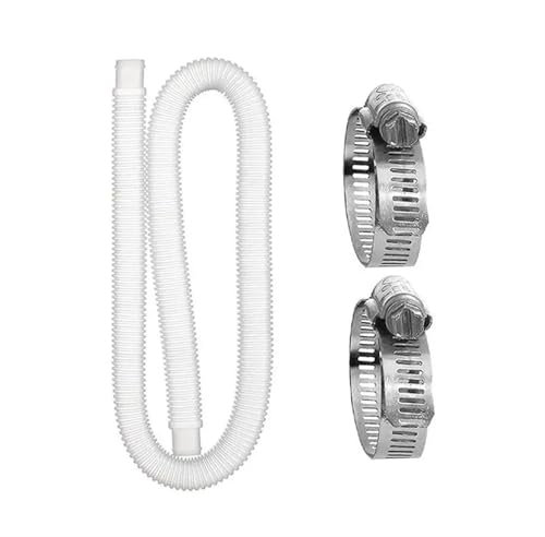 Schwimmbad-Wartungsset mit Pumpe, Ersatzschlauch und Filter, 150 cm, Ablaufanschluss, Wasserschlauch für Spa, Aquarium und Poolreinigung, Weiß, 2 Stück