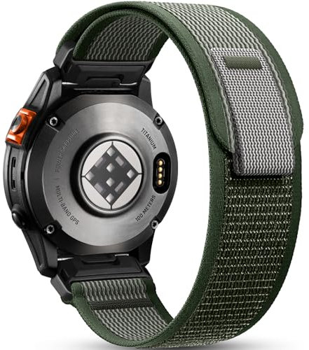 Easuny 26mm Armband Kompatible mit Garmin Fenix 6X Pro Armband/Fenix 6X/Fenix 7X/Fenix 7X Pro/Fenix 8 51mm/Fenix 5X/Plus, Quickfit Nylon Band für Fenix 3,Epix Pro 51mm, Instinct 2X solar,WeißArmeegrün