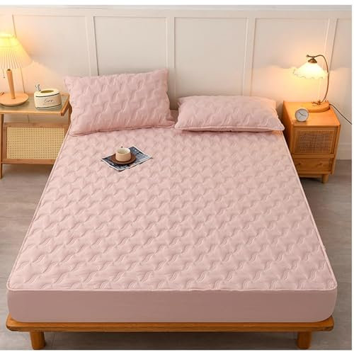 AMDXD Betttuch 200x220cm Dünn, Spannbettlaken Wasserbett Einfarbig Rose Matratzenschutz, Polyester Baumwolle Tagesdecke Unterbett als Schutz für Boxspringbett & Topper