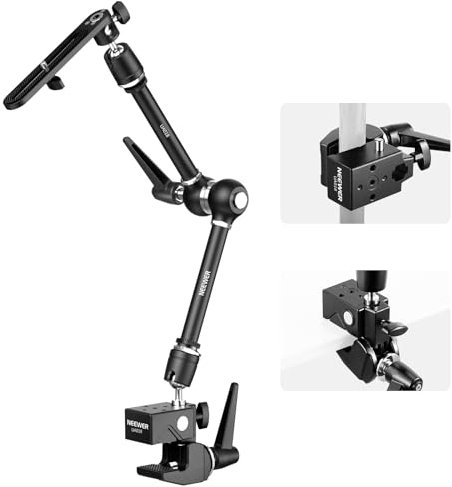 NEEWER 21 Magic Arm Camera Mount with Super Clamp, Overhead Desk Mount with 360° Dual Ball Head, 1/4 3/8 5/8 Stud Adapter for PA073 PA074 Phone Cage Rig DSLR Camera Monitor Video Light, UA018