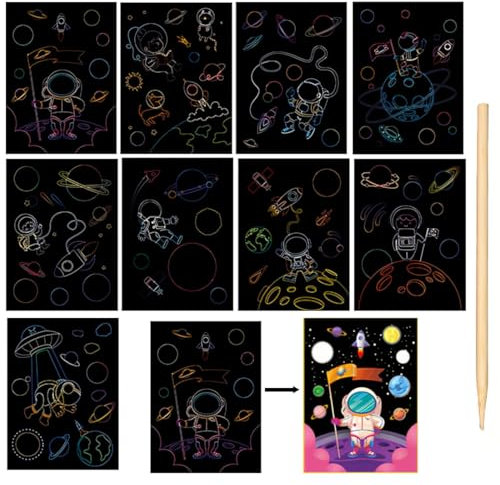 NOPKESV 9 ensembles de livres à gratter, cadeaux d'art et d'artisanat, carte, dessin, kit de message personnalisable, papier à gratter pour Noël, anniversaire, fête (dégradé coloré)