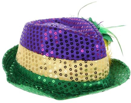 Homoyoyo Glitzernde Trikolor-jazzmütze Für Karneval Leichte Bequeme Kopfbedeckung Mit Goldenen Und Grünen Pailletten Für Partys Bühnenauftritte Und Besondere Anlässe