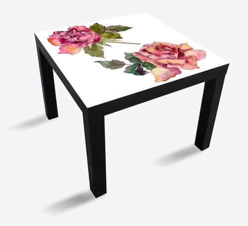 Wallario Möbelfolie selbstklebend/Aufkleber, Tischfolie geeignet für IKEA Lack Tisch - Möbeldeko Rosen im Aquarellstil in 55 x 55 cm