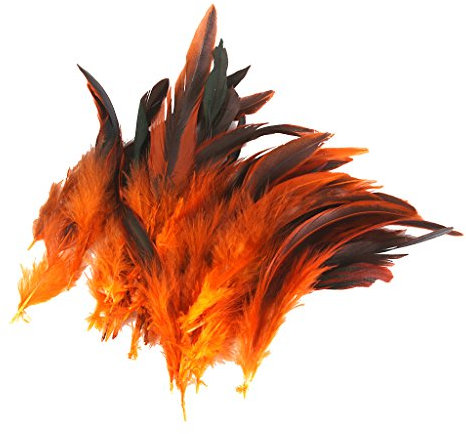 Sharplace 50 Stück Hahnenfedern Hahn Federn Natur Schwanzfedern zum Basteln, Hahnfeder für DIY Kopfschmuck Kostüm Deko - Orange