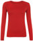 Women Long Sleeve T-Shirt Top Basic Casual Plain Stretch Vest Body Blouse Tee Layering, M/L 12-14, Red