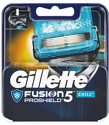 Gillette Fusion 5 ProShield Chill Rasierklingen mit Trimmerklinge für Präzision und Gleitbeschichtung, 4 Ersatzklingen