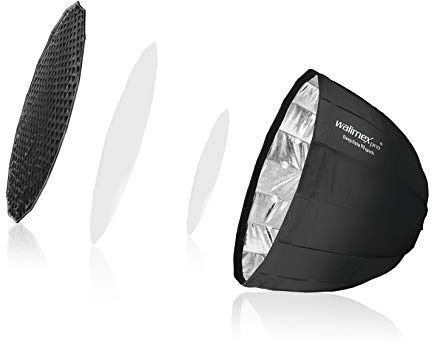 Walimex pro Studio Line Deep Rota Softbox QA90 – Octabox Lichtformer, 90cm Ø, 71cm Tiefe, faltbar, mit Grid, Innen- und Aussendiffusor, Speedring, für Aufsteckblitz Systemblitz Studioblitz
