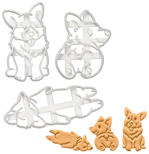 3er Set Corgi Ausstechformen (Corgi Hinterteil, Glücklicher Corgi und Müder Corgi), 3 Teile, Bakerlogy