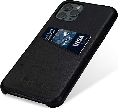 STILGUT Handyhülle kompatibel mit iPhone 11 Pro Max Hülle mit Kartenfach, Case aus Leder, Kartenhülle - Schwarz