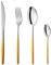 Bisda Posate Manici Colorate Oro Acciaio Inox Set di Posate 4 Pezzi stoviglie ecologiche Posate Servizio per 1 Cucchiaio da minestra Forchetta da tavola Coltelli cucchiaini da tè
