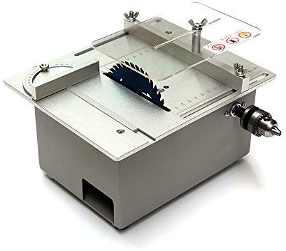 Toplionace Doppelmotor DIY Mini Tischkreissäge, Mini Desktop Schneidemaschine Tischkreissäge Holzbearbeitung Säge Bohrmaschine mit Drehzahlregelung 895 Motor 360W