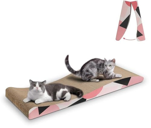 ComSaf Katzen Kratzbrett, Recycelbar Qualitäts-Pappe Kratzbrett, Katzen Spielzeug Wellpappe Kratzmatten Lounge Kratzmöbel, Kurve Kratzbretter Katze 88 x 25 x 10cm